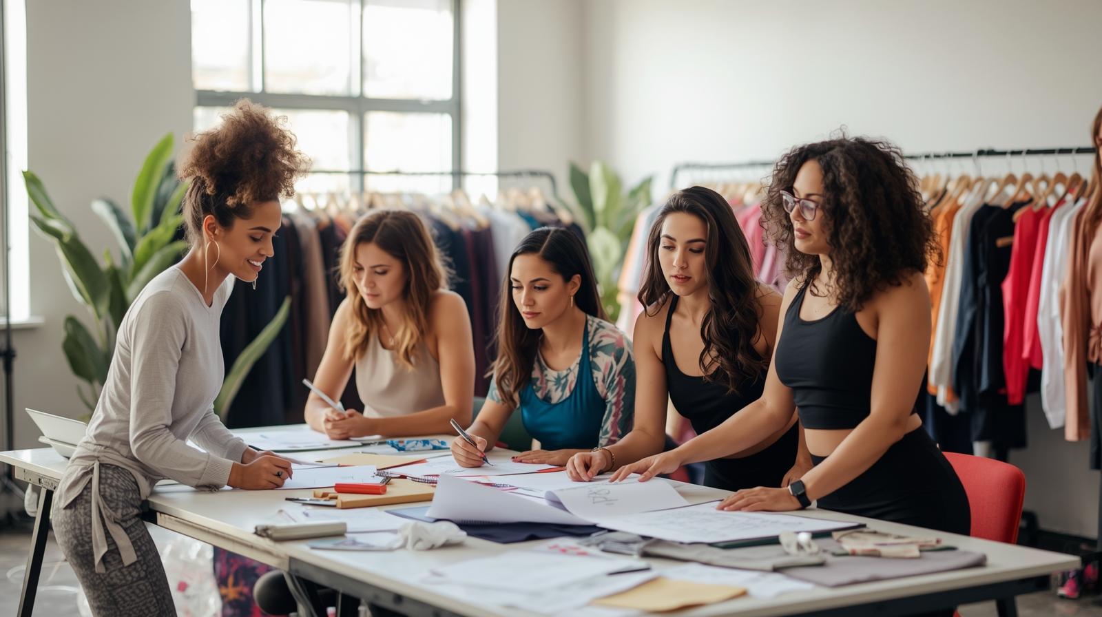 I Need An Imagine Of Women Employees Working For A Sports Apparel Company For Women 2